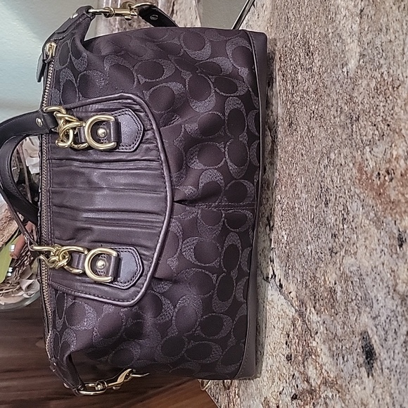 COACH  EUC Ashley Signature Gathered Leather Sateen Satchel - Picture 3 of 10